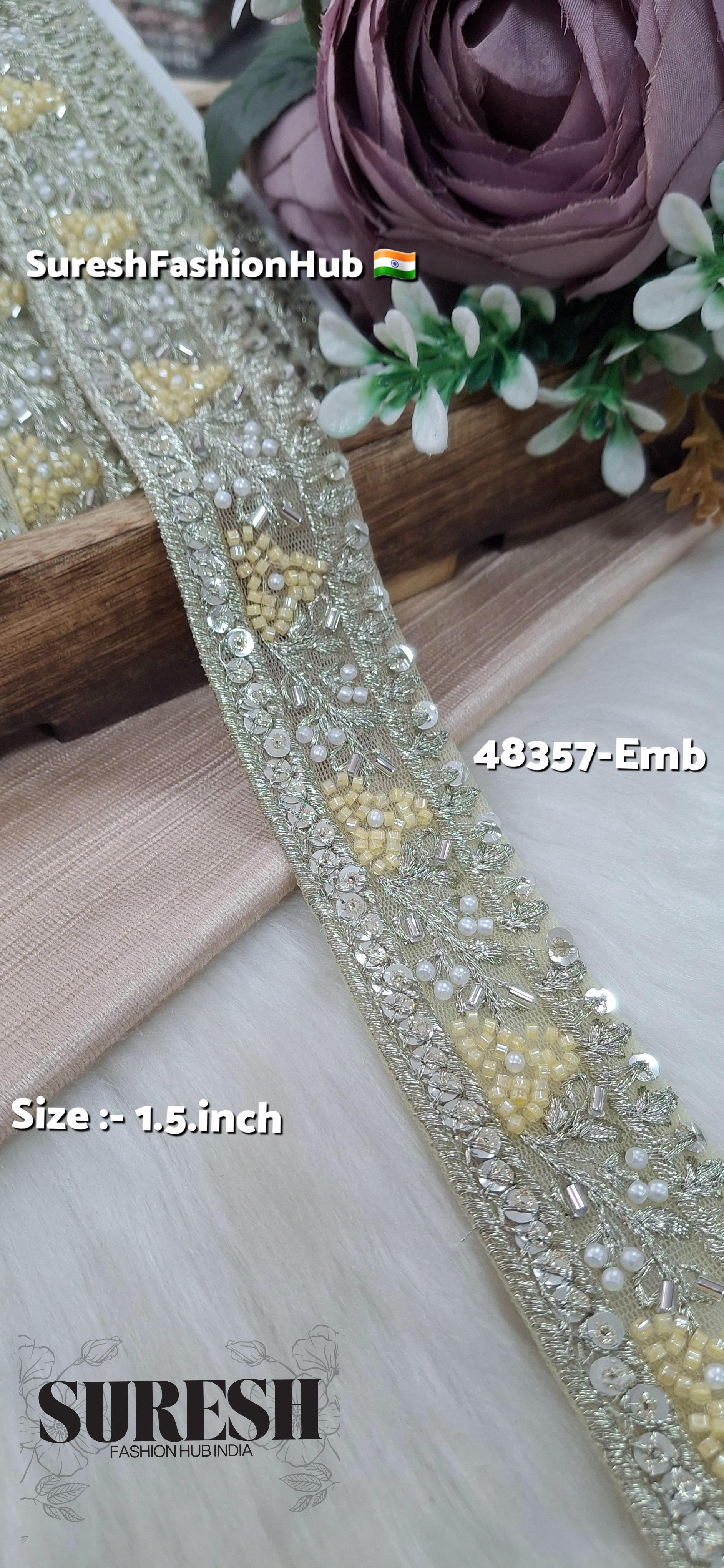 Yellow Beaded Floral Grace Net Embroidered Lace