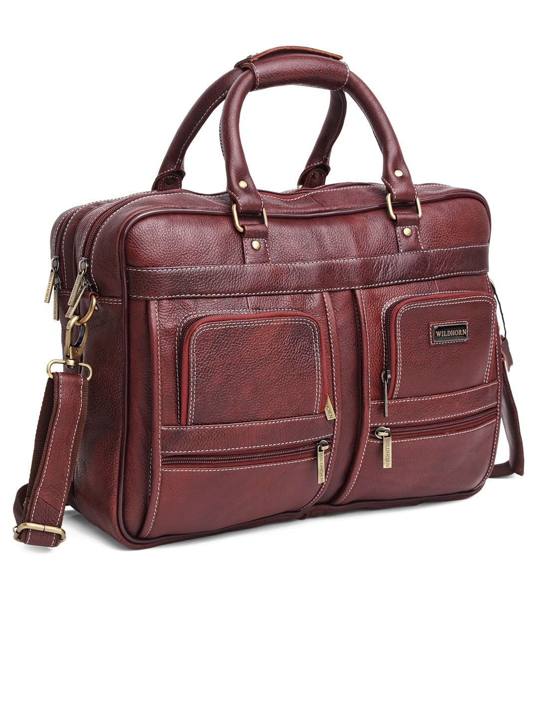 WildHorn | WildHorn Maroon Leather Laptop Messenger Bag for Men| Padded Laptop Compartment |Office Bag  1