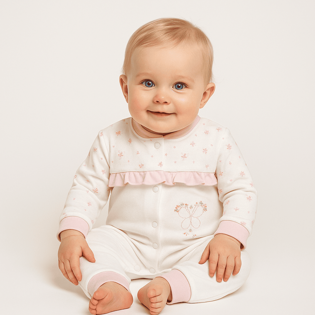 Peach Blossom Butterfly Baby Romper