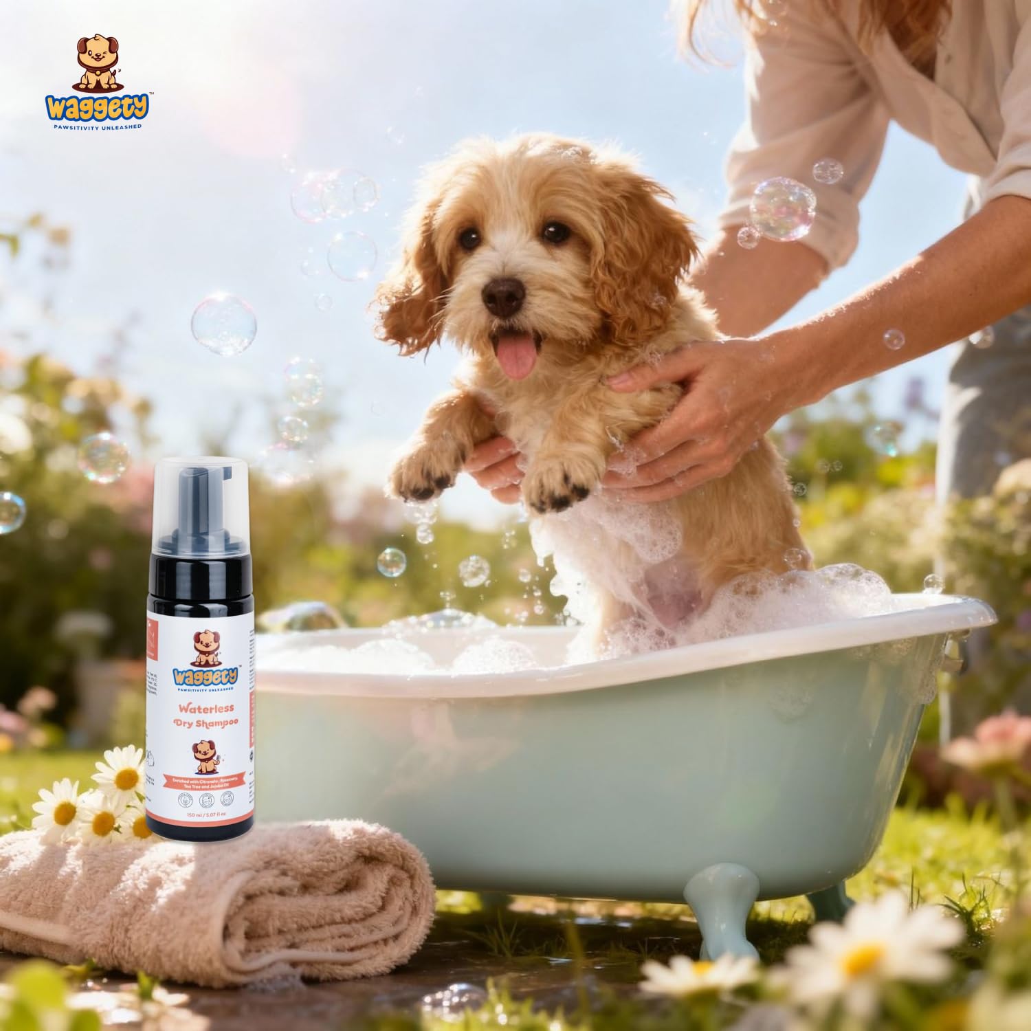 Waggety Waterless Dry Shampoo for Dog, 150 ml