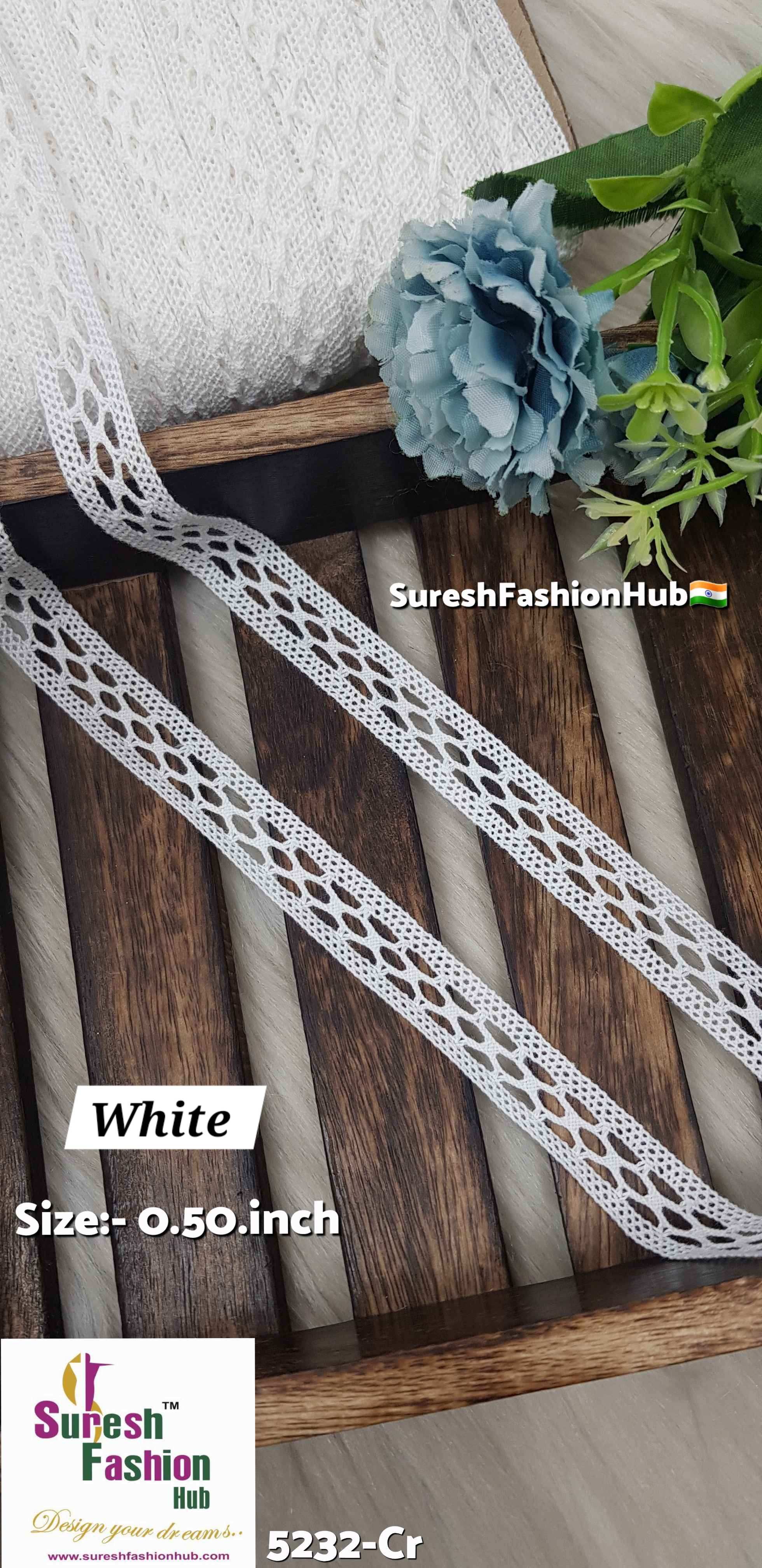 Pure White Half-Inch Crosio Lace Trim
