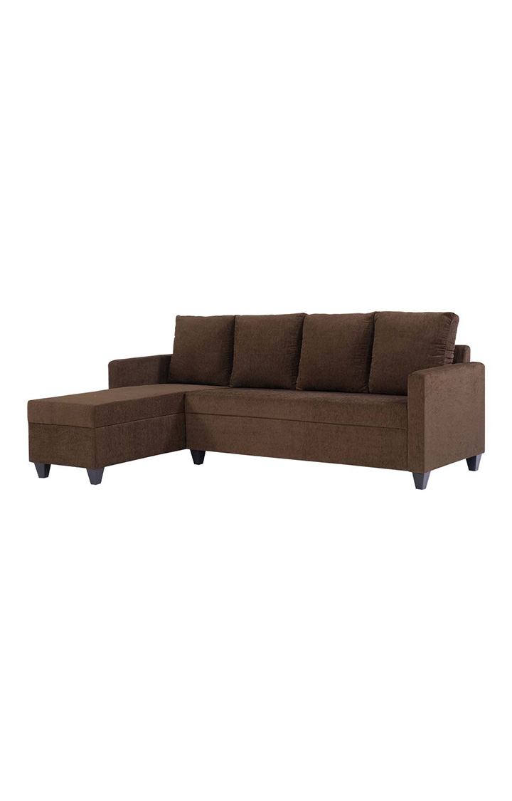neudot Saya RHS Sectional Sofa for Living Room |6 Person Sofa| Premium Fabric with Cushioned Armrest | 12 Months Warranty| Solid Wood Frame| 6 Seater in Saya Brown Color DIY(Do-It-Yourself)
