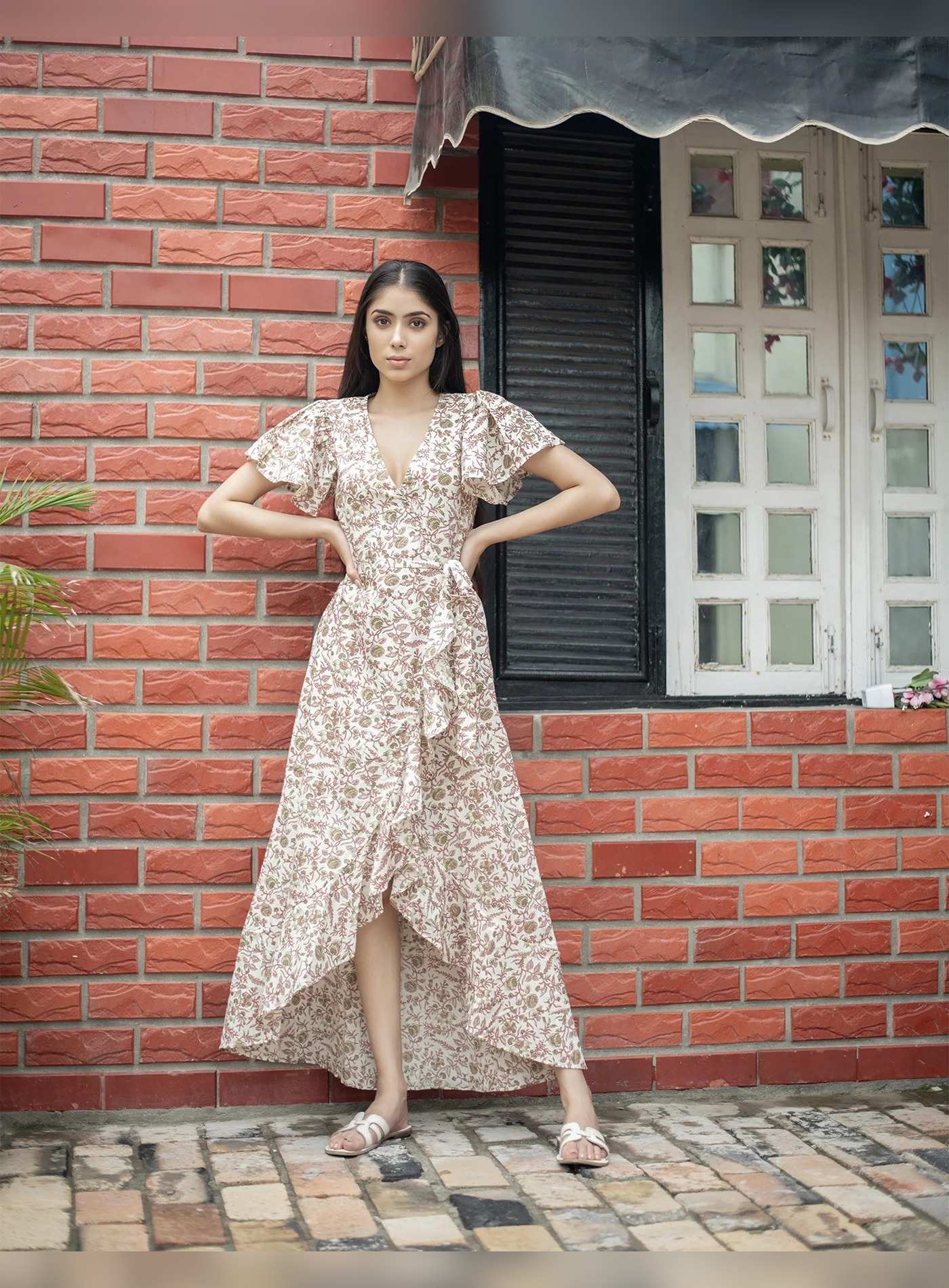 Alice18 Women's Ruffled Midi Dress – Effortless Charm & Grace