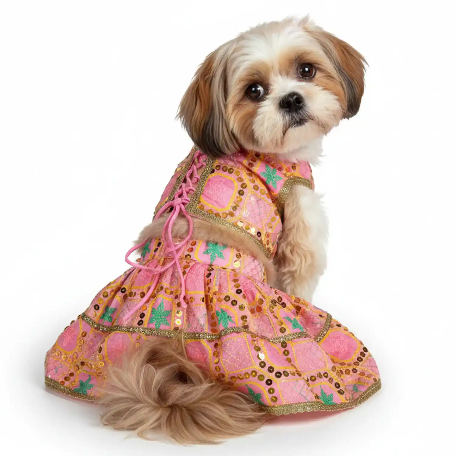 PawsIndia Traditional Desi Diva – Lehenga Choli Set For Dogs, Pink