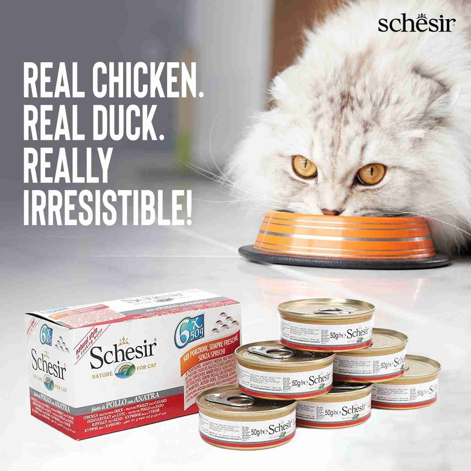 Schesir Chicken & Rice With duck In Solution Adult Cat Wet Food 6 X 50gm