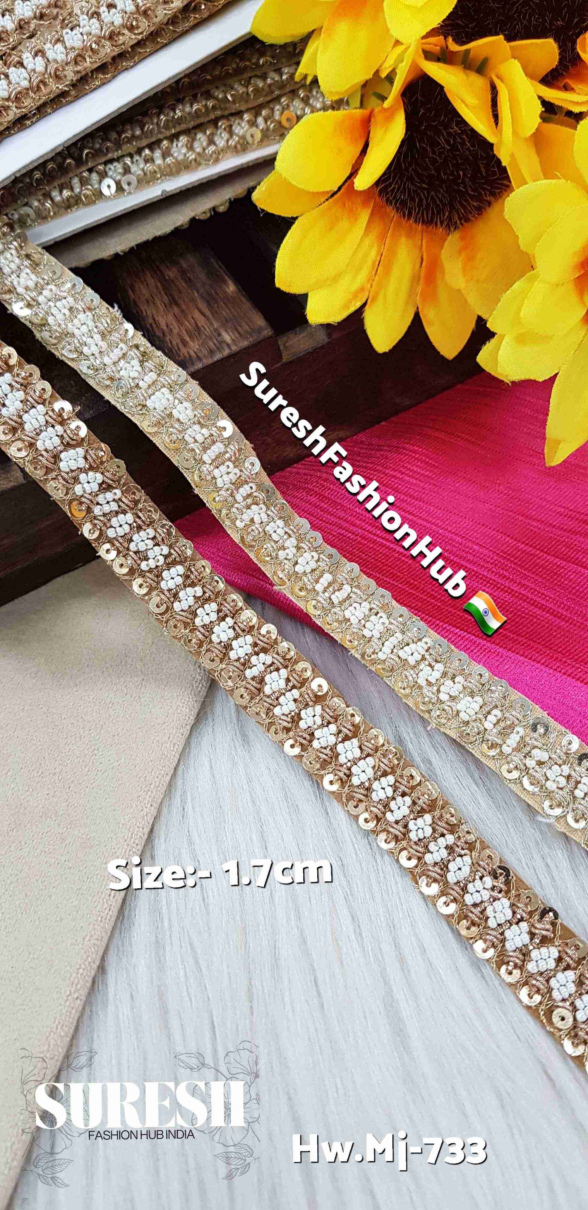 Light Gold  Handcrafted Zardozi Double-Sided Cutwork Border