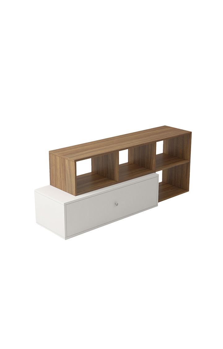 neudot Engineered Wood Hacker TV Unit | TV Stand for Living Room | Home Entertainment Unit | TV Console for Bedroom - Leon Teak, 1 Year Warranty