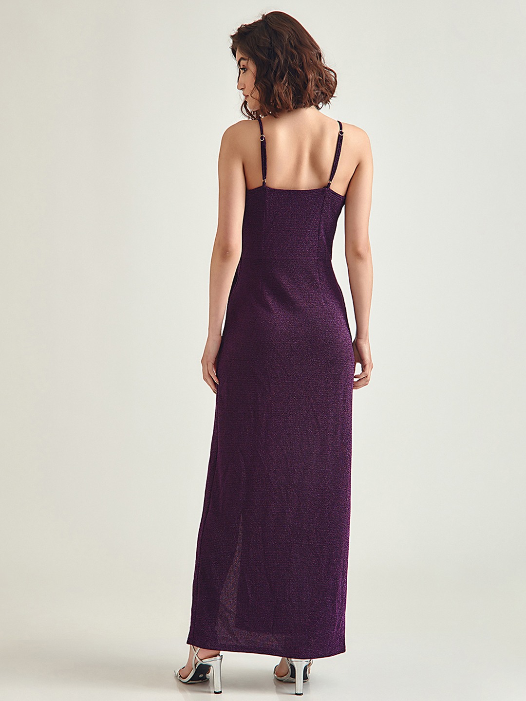 Irregular Design Purple Ruffled Slip Dress