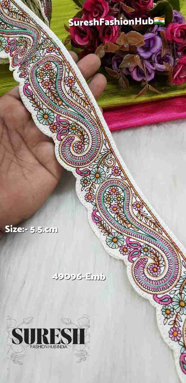 Meadow One-Side Parsi Keri Scallop Embroidery Lace – Color 3 – 49096-Emb