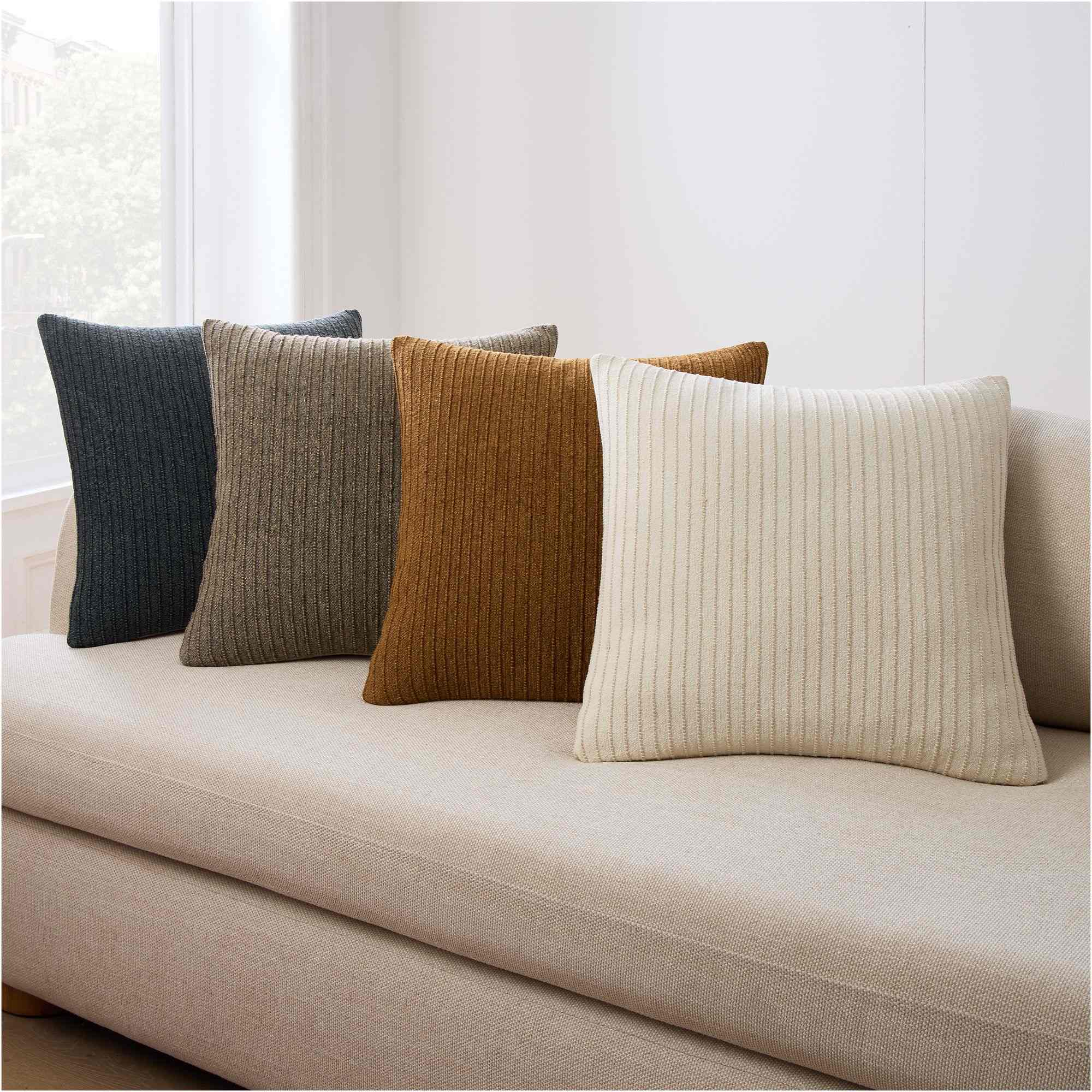 Jute Simple Line Pillow Cover