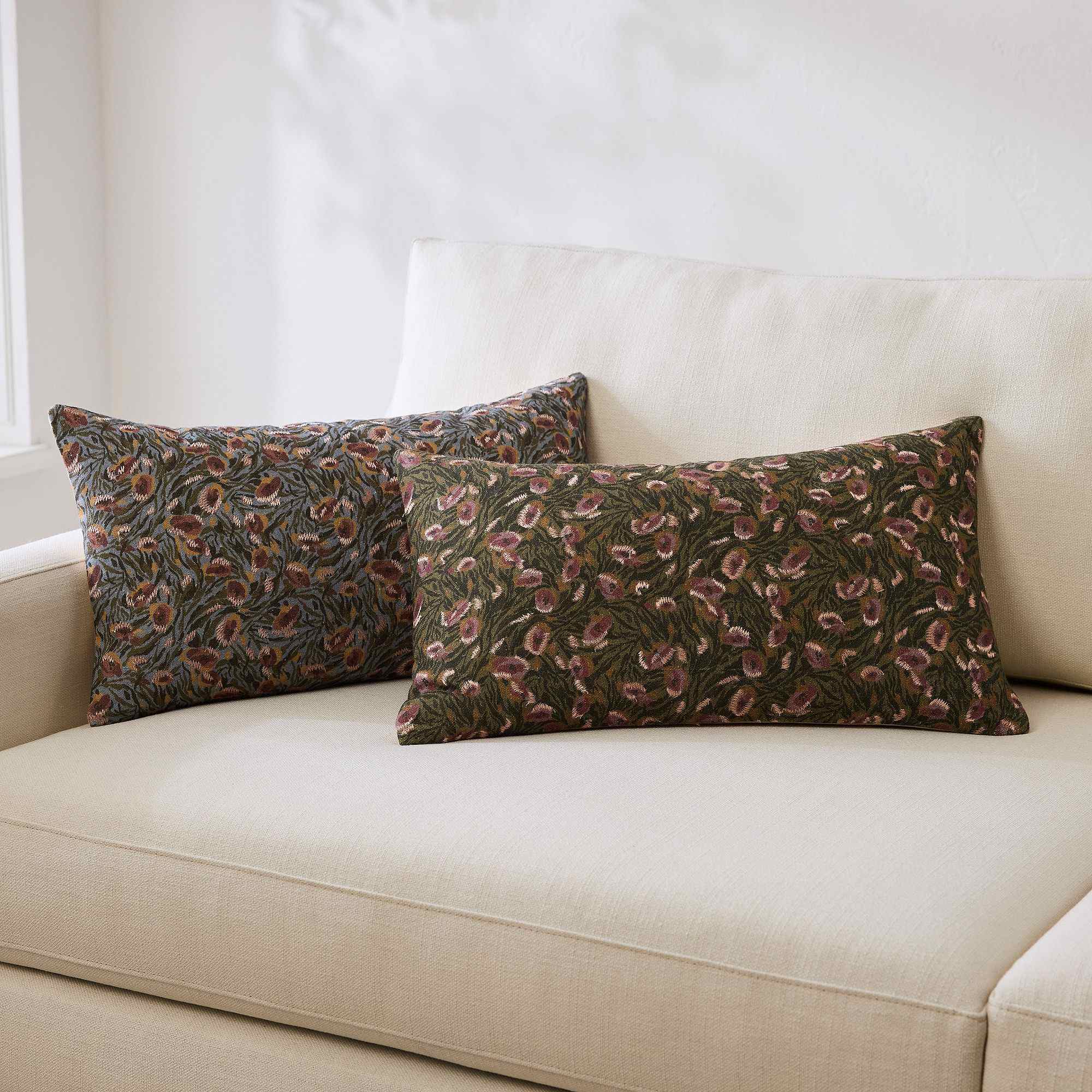 Modern Floral Lumbar Pillow Cover