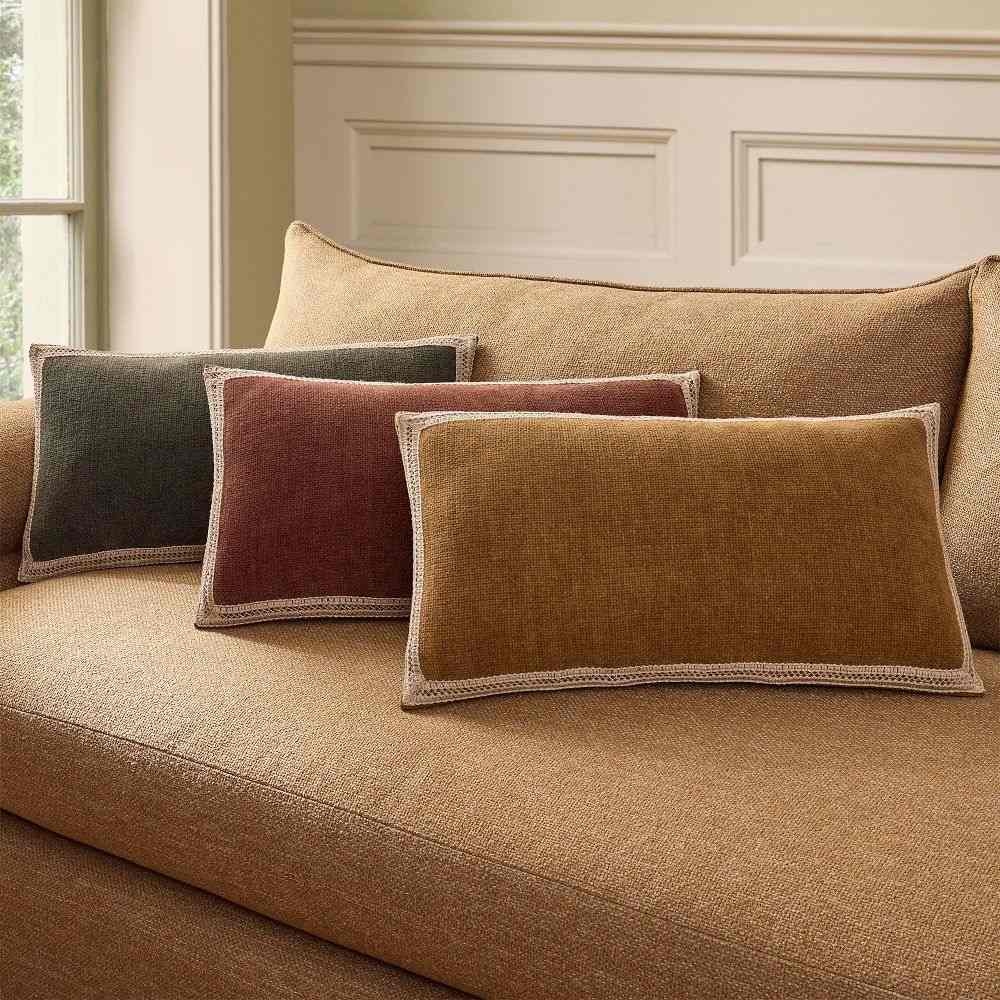 west elm | Pierce & Ward Chenille Bordered Lumbar Pillow Cover