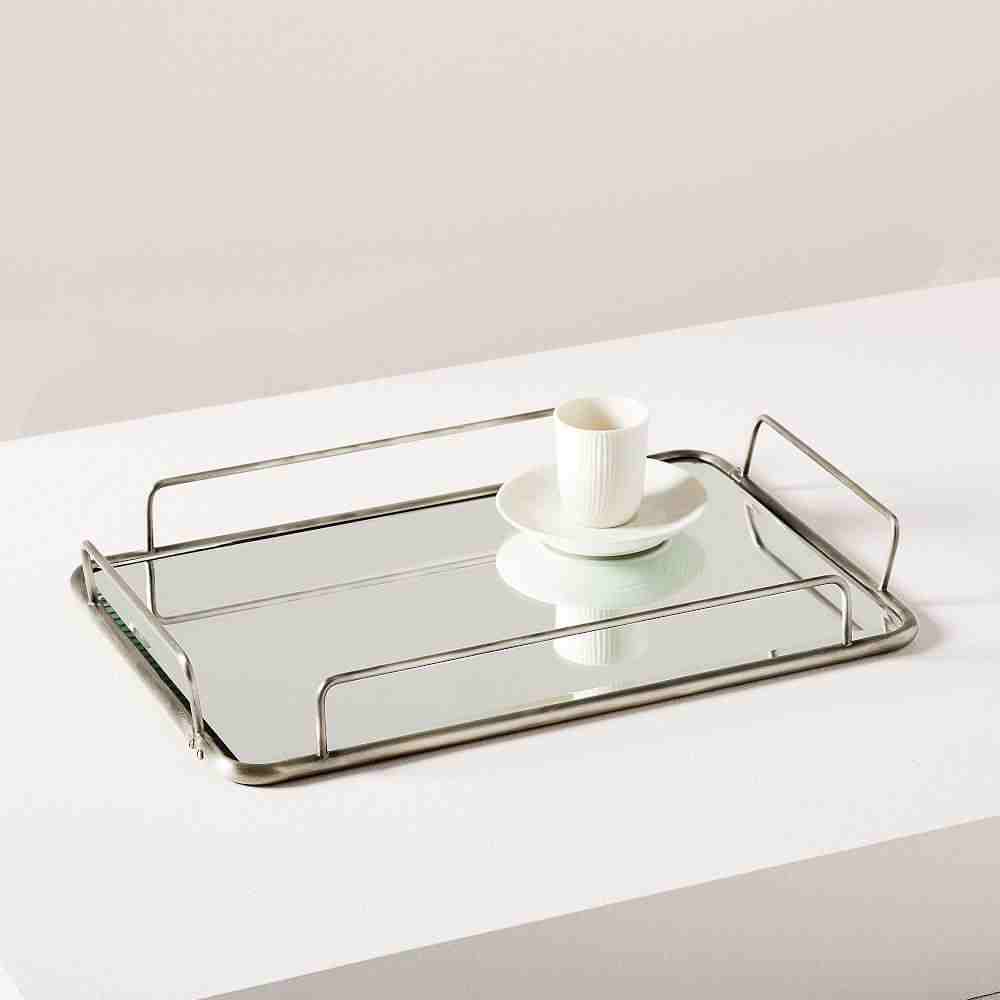 Fishs Eddy Gilded Cafe Mirror Trays - Polished Nickel
