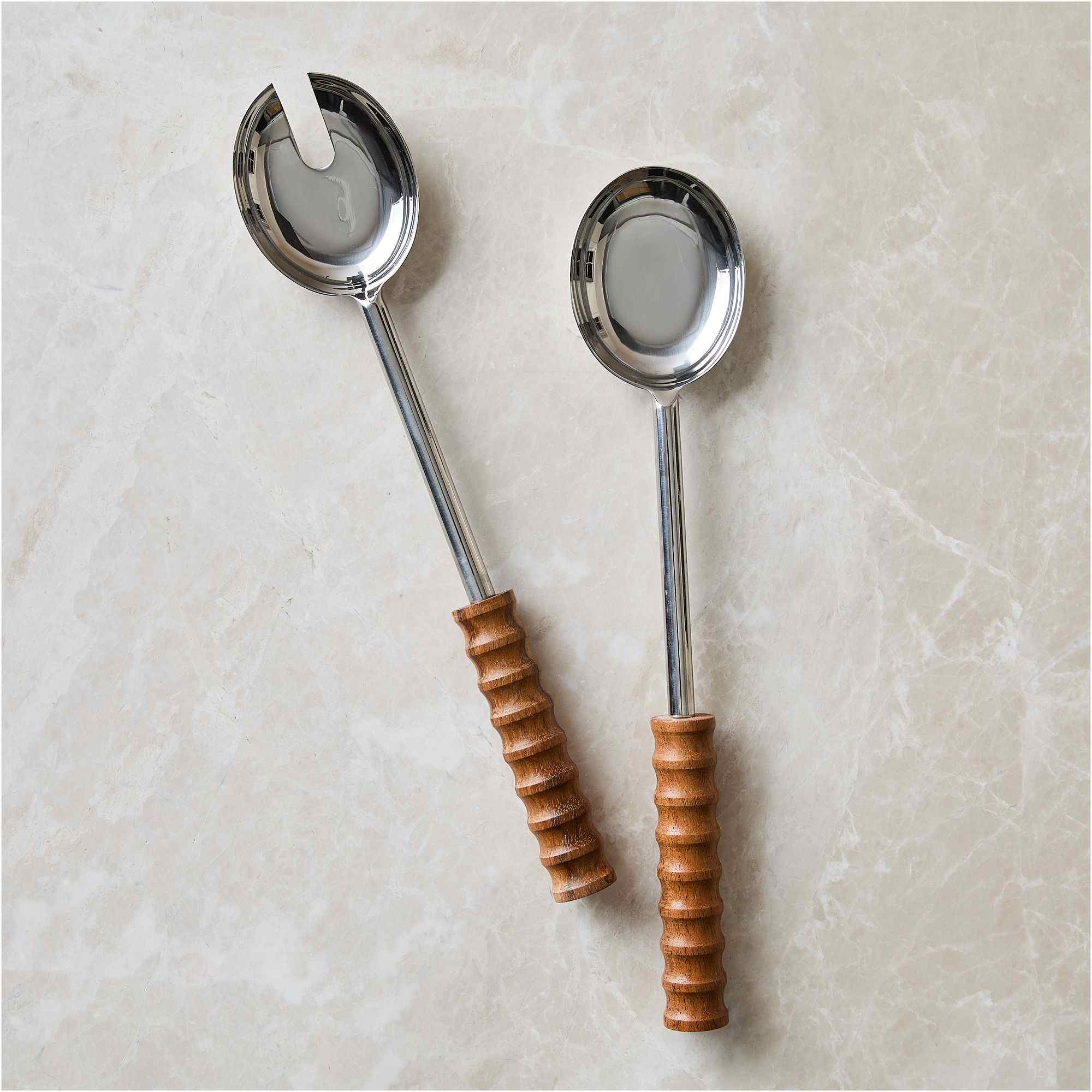 Groove Wood Salad Servers (Set of 2)