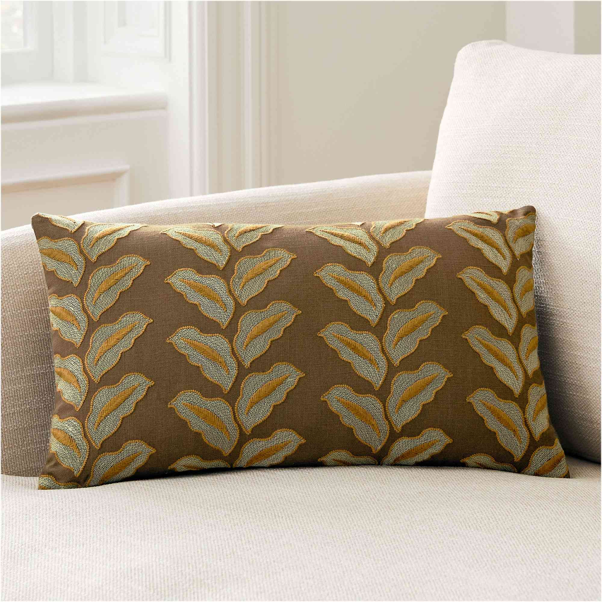 west elm | Oversized Linear Leaves Pillow Cover