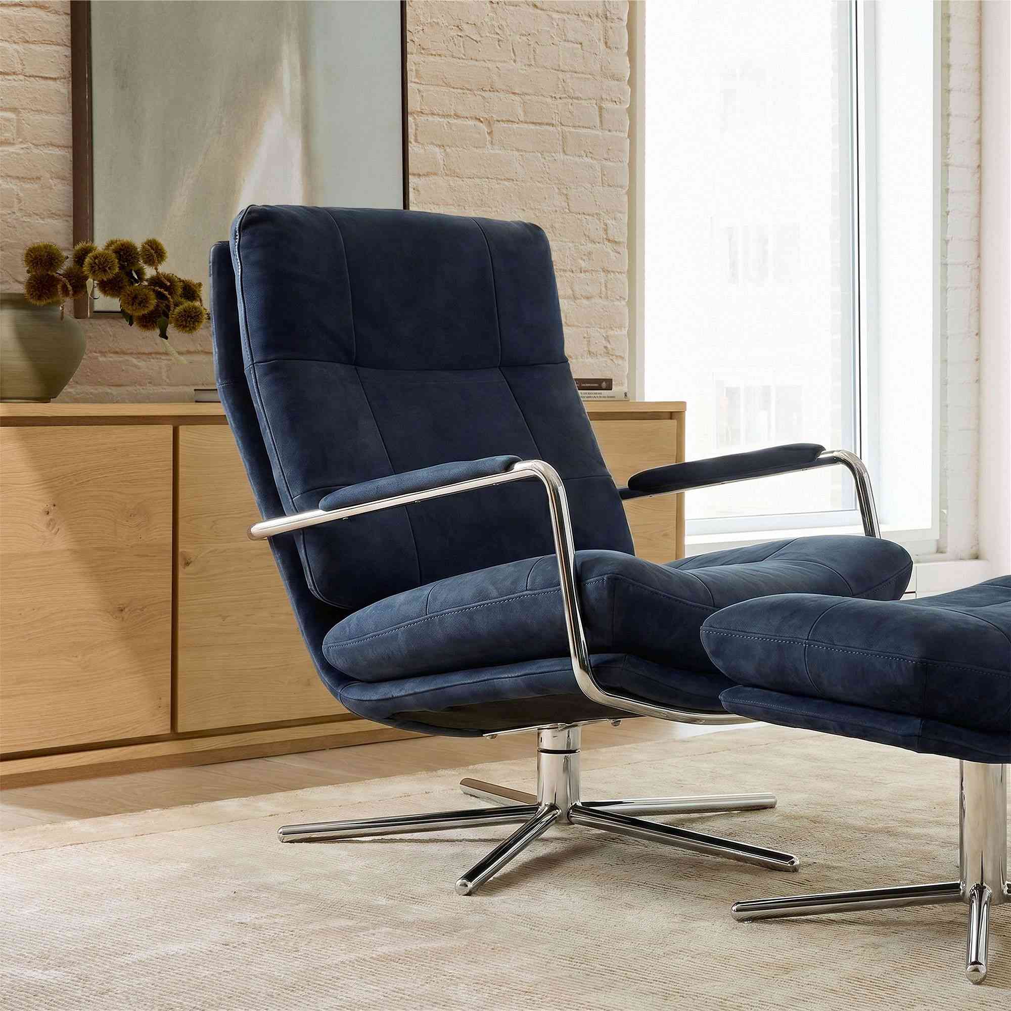 west elm | Brodie Leather Swivel Arm Chair