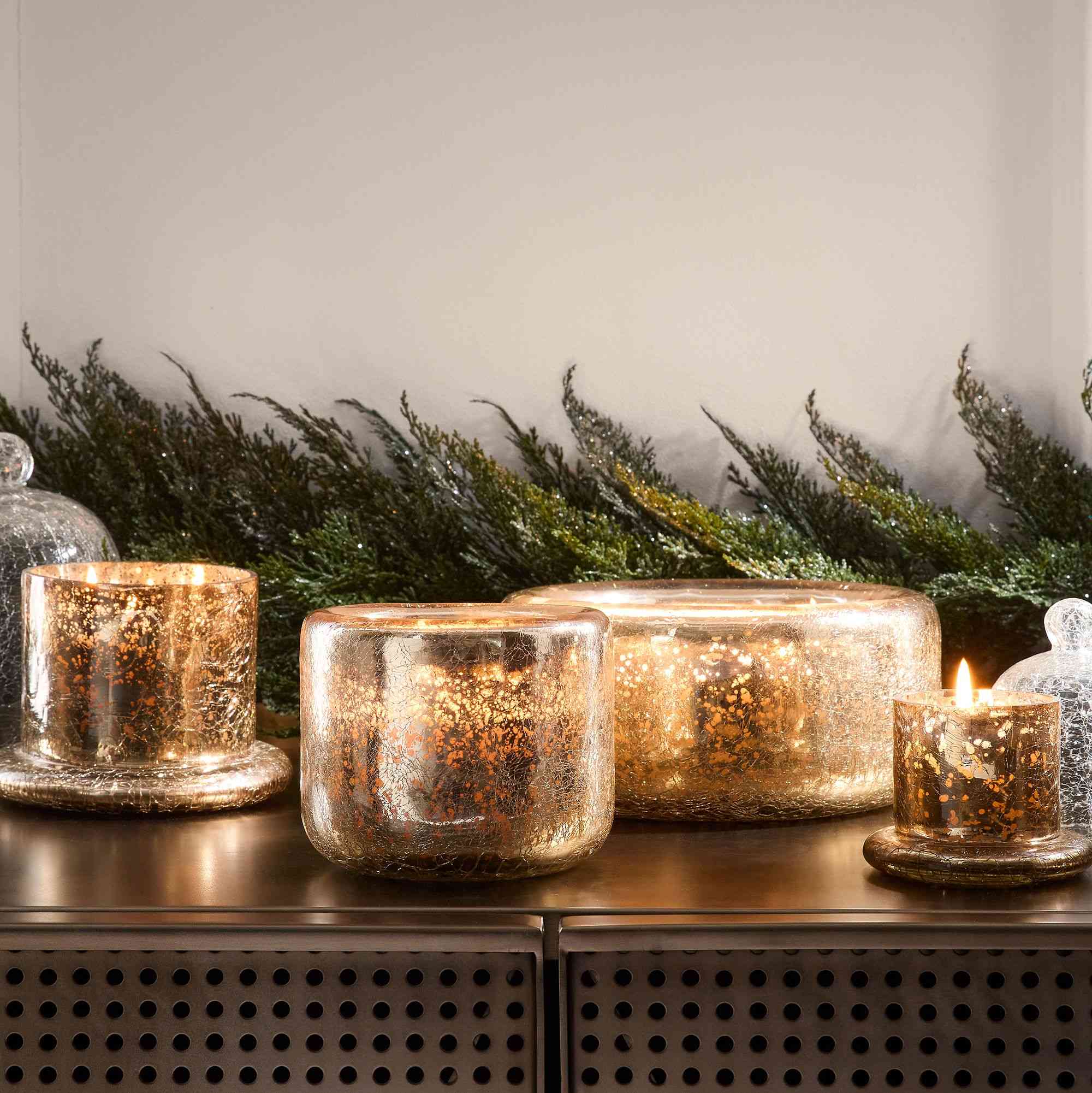 Bronze Shimmer Metallic Candles - Frozen Pine & Cedarwood