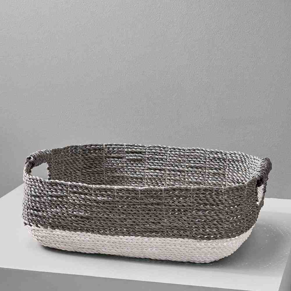 Two-Tone Woven Underbed Baskets - Gray/White
