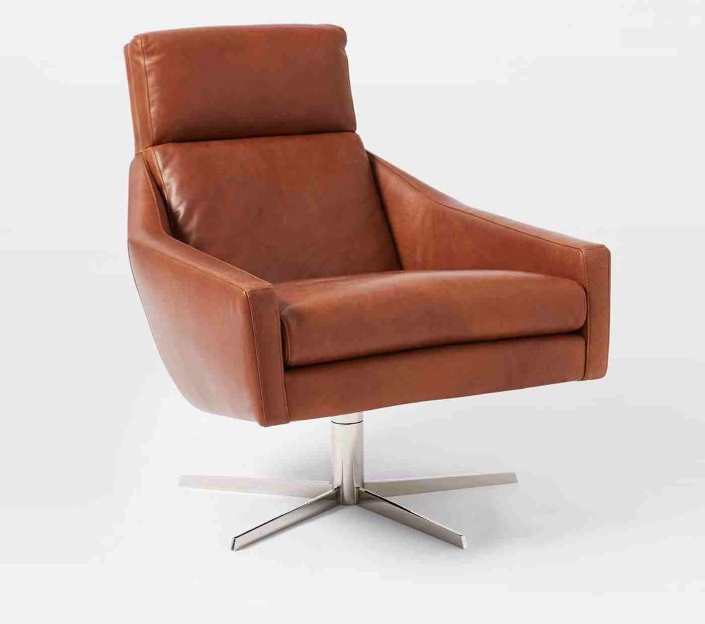 Austin Leather Swivel Armchair