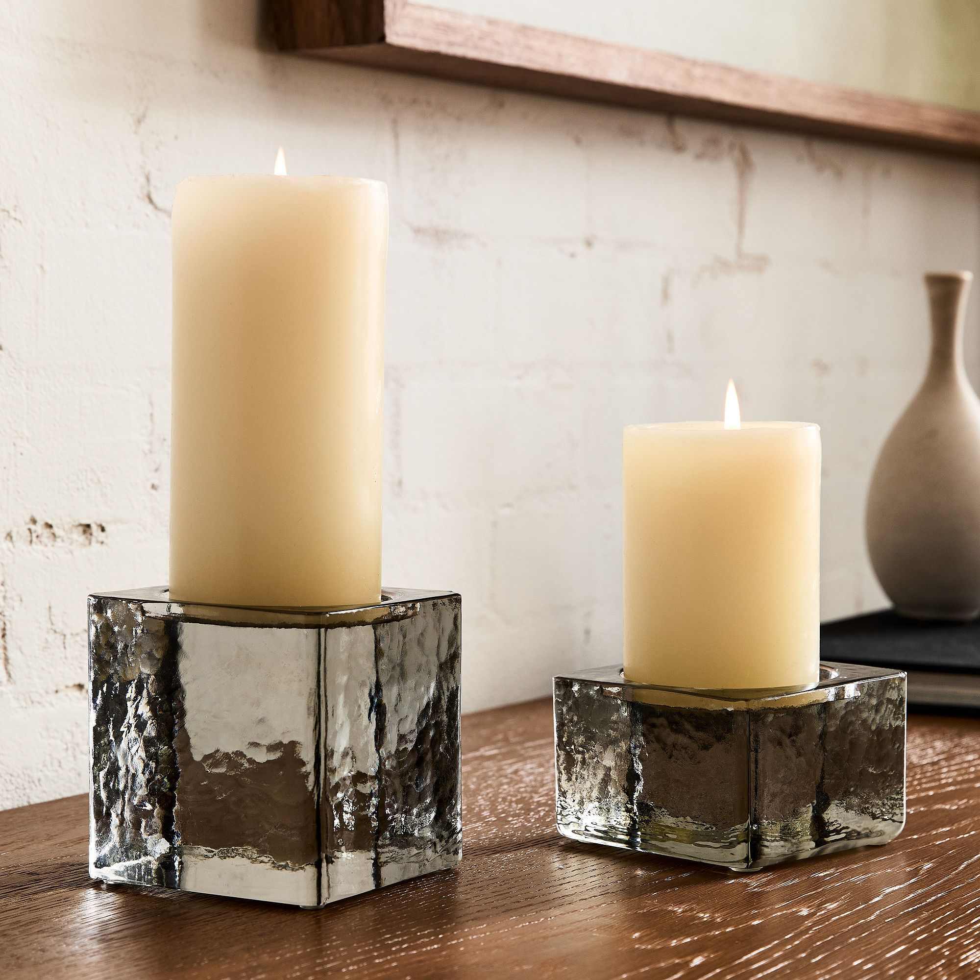 west elm | Cast Glass Pillar Holders
