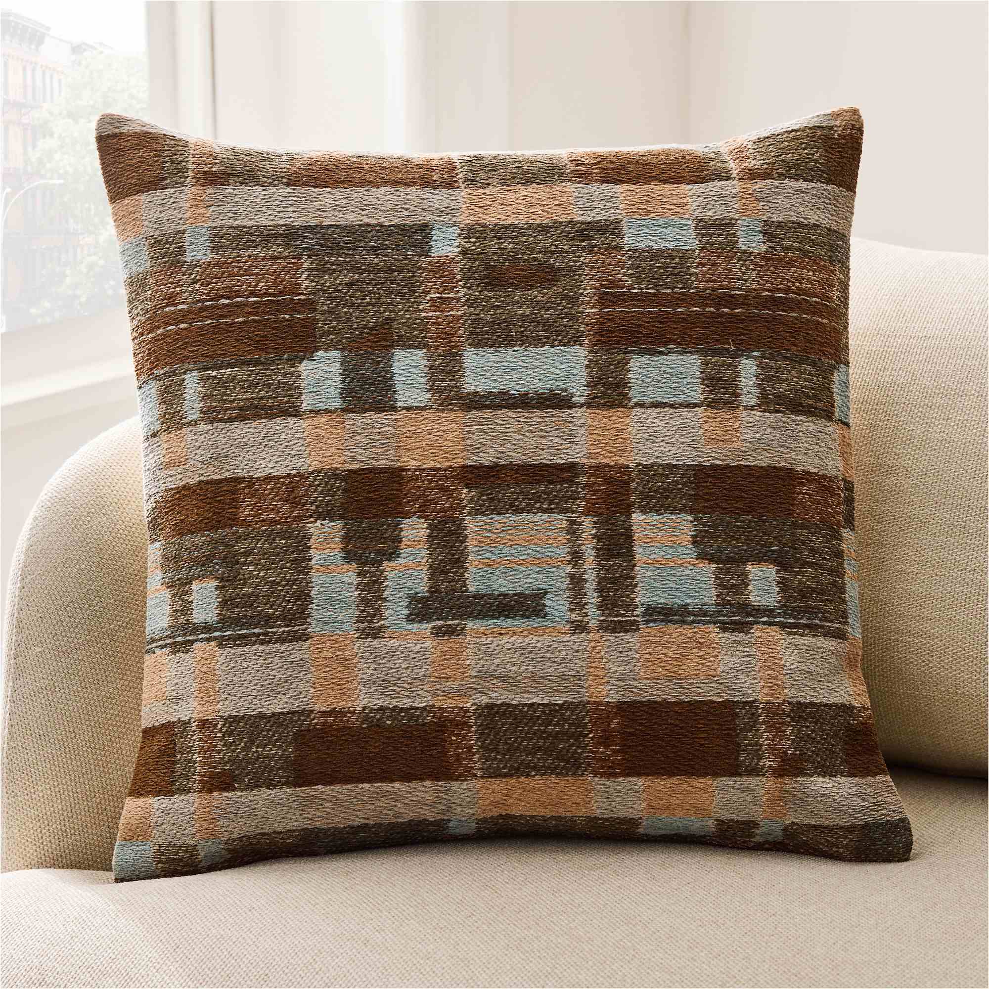 Modern Block Chenille Pillow Cover