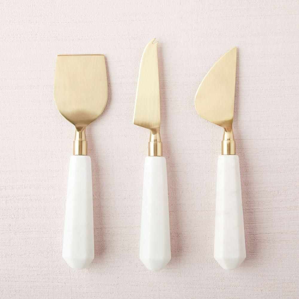 Marble + Brass Cheese Knives (Set of 3)