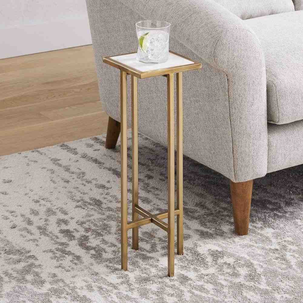 Marble + Brass Drink Table - Square