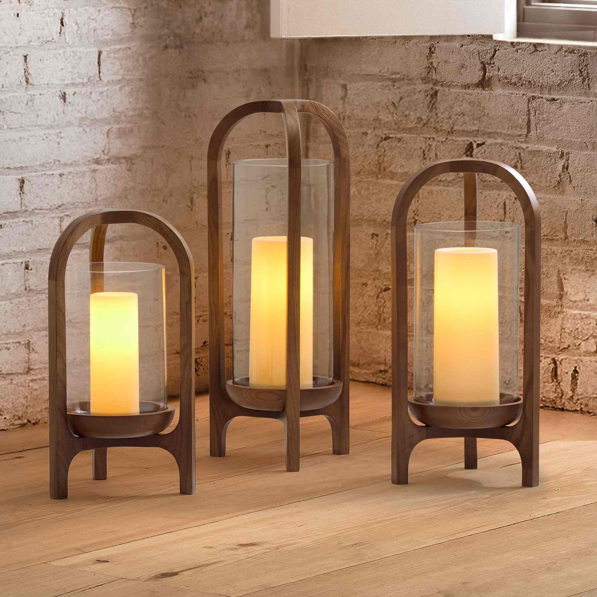 Pedestal Wood Lanterns