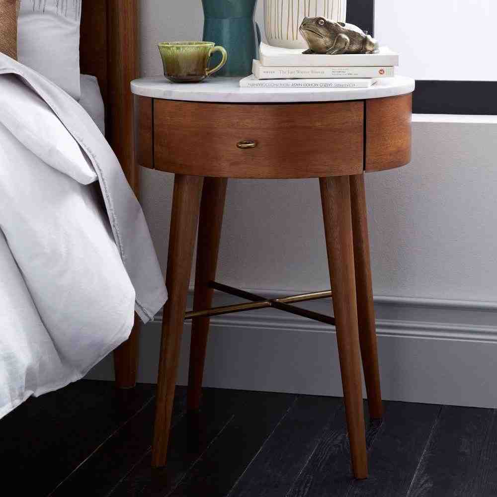 Penelope Nightstand - Acorn w/ Marble Top