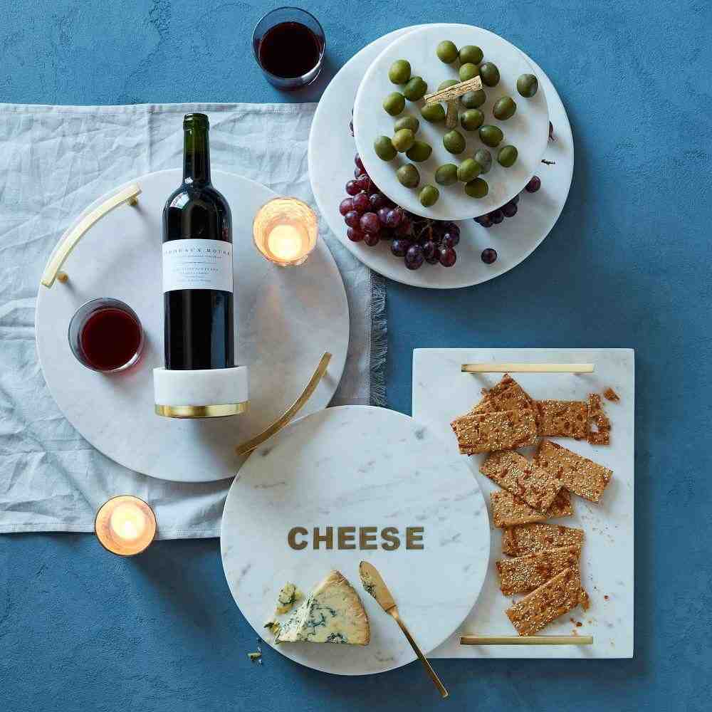 Marble + Brass Round Cheese Board