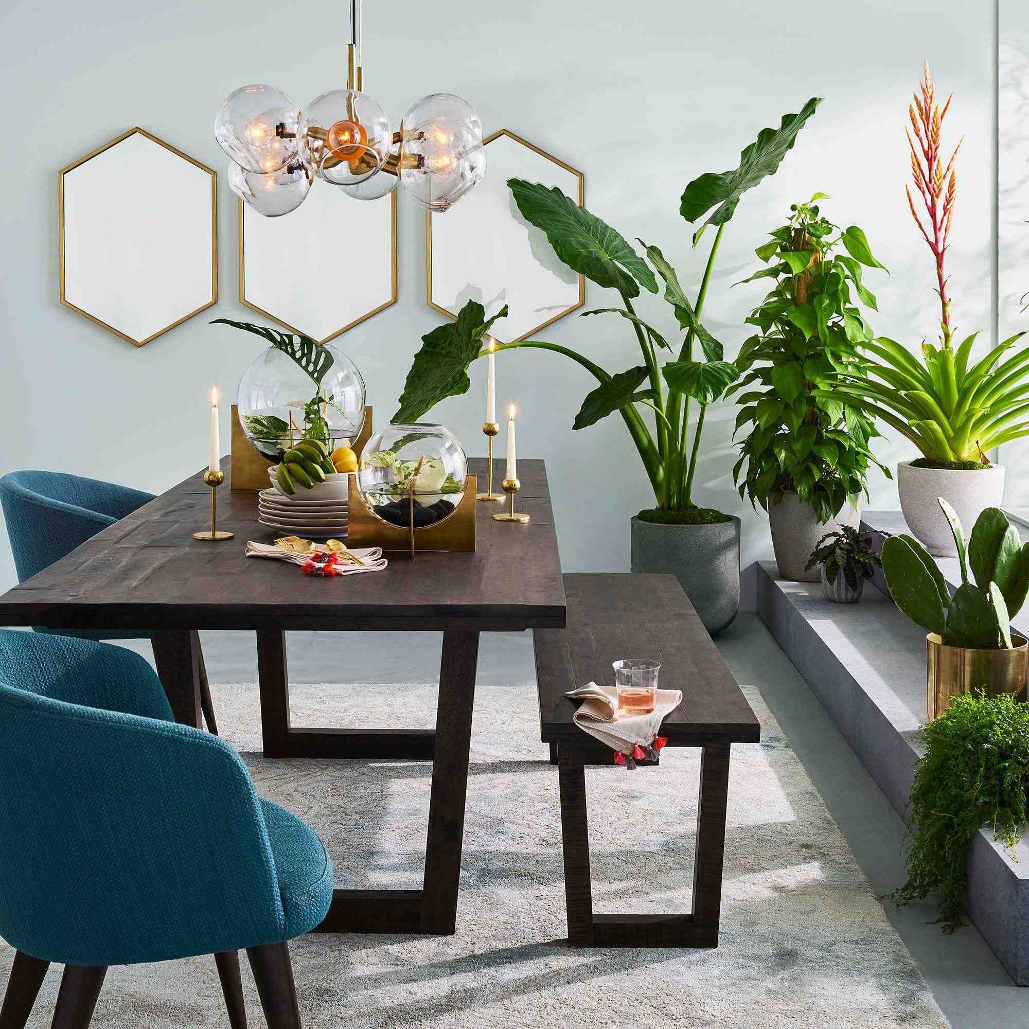 Metal Framed Hexagon Mirror