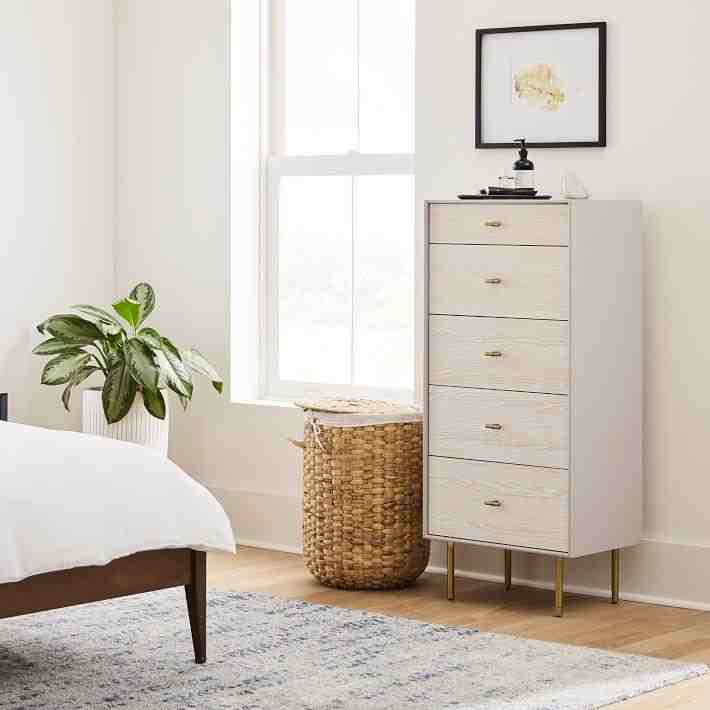 Modernist Wood &amp; Lacquer 4-Drawer Dresser w/ Jewelry Drawer - Winter Wood