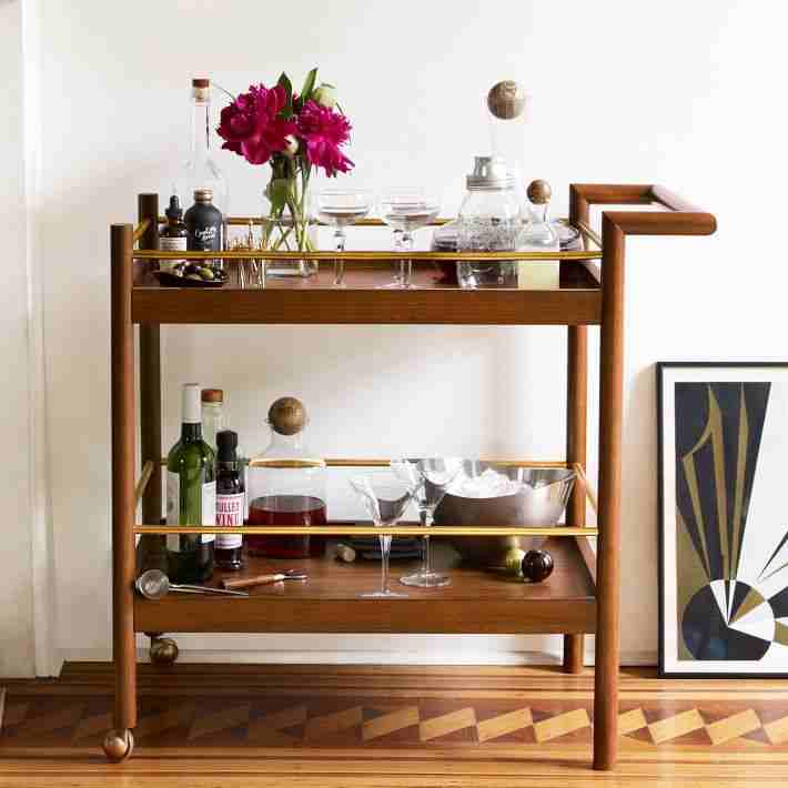 Mid-Century Bar Cart - Walnut