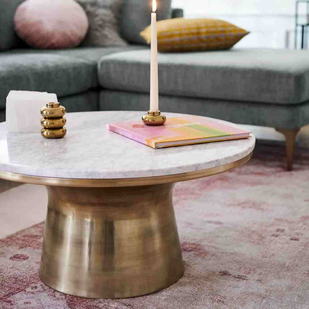 Marble-Topped Pedestal Coffee Table