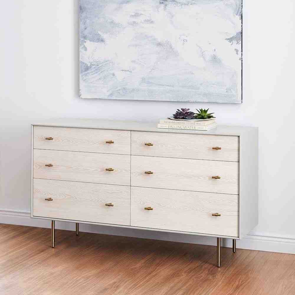 Modernist Wood + Lacquer 6-Drawer Dresser - Winter Wood