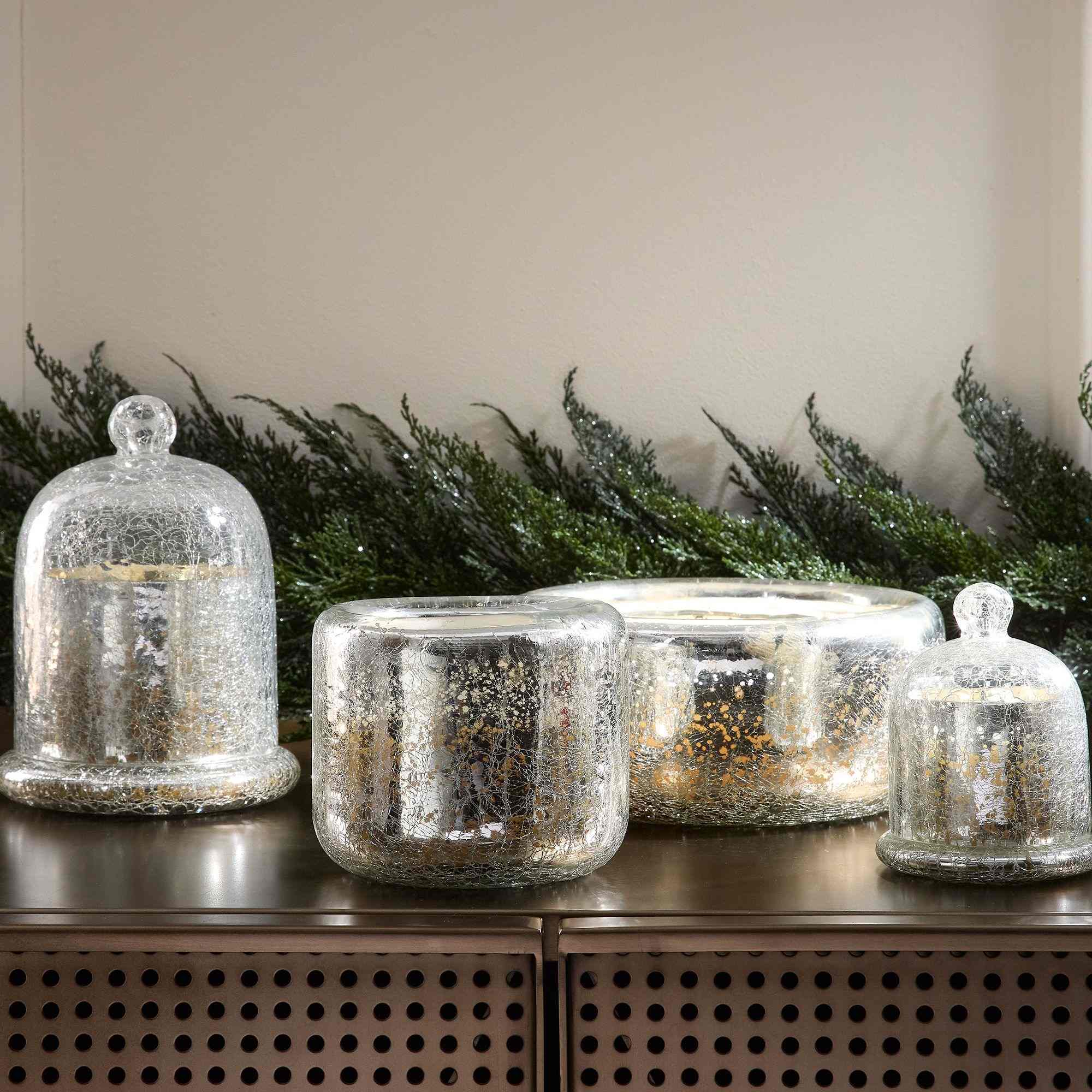 Silver Shimmer Metallic Candles - Balsam Cedar