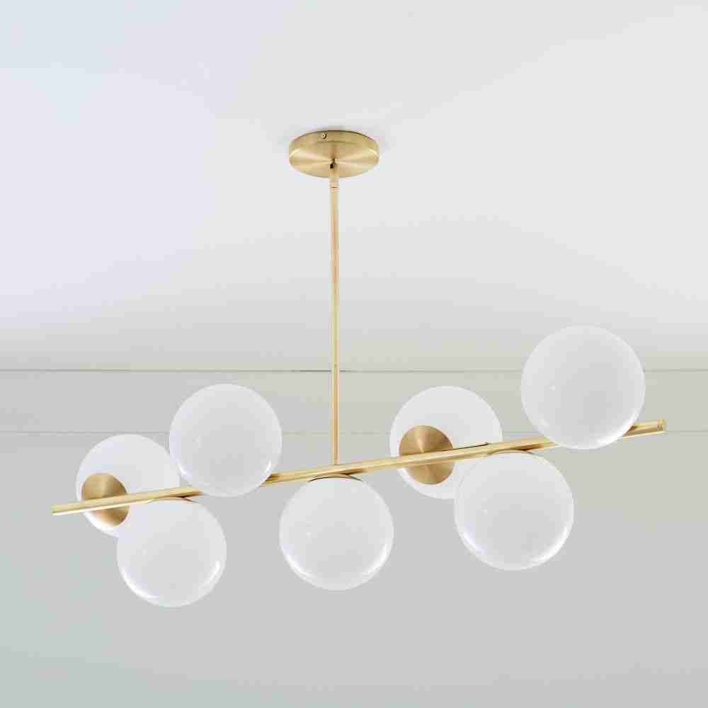 Sphere + Stem 7-Light Chandelier - Milk (43")