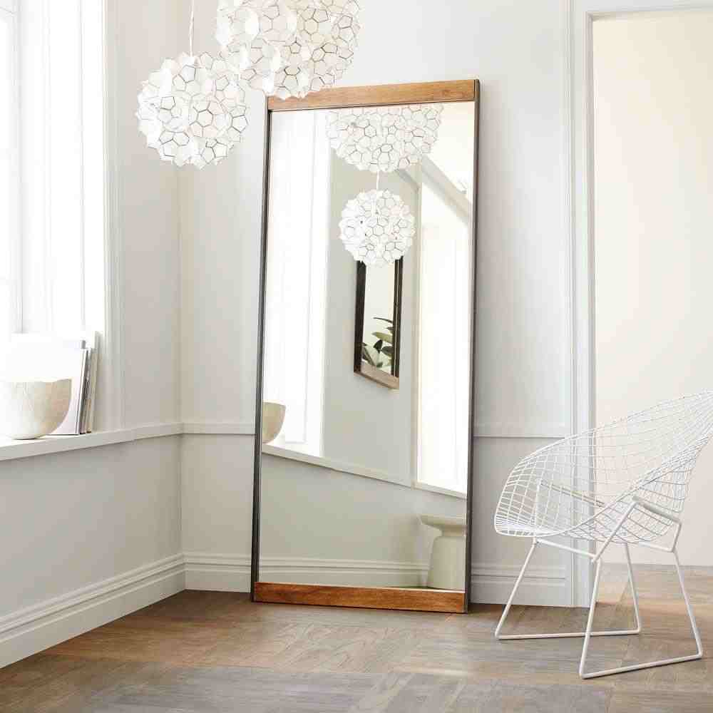 Industrial Metal + Wood Floor Mirror