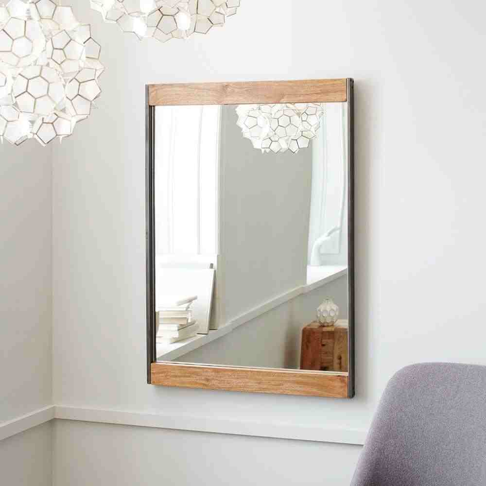 Industrial Metal + Wood Wall Mirror