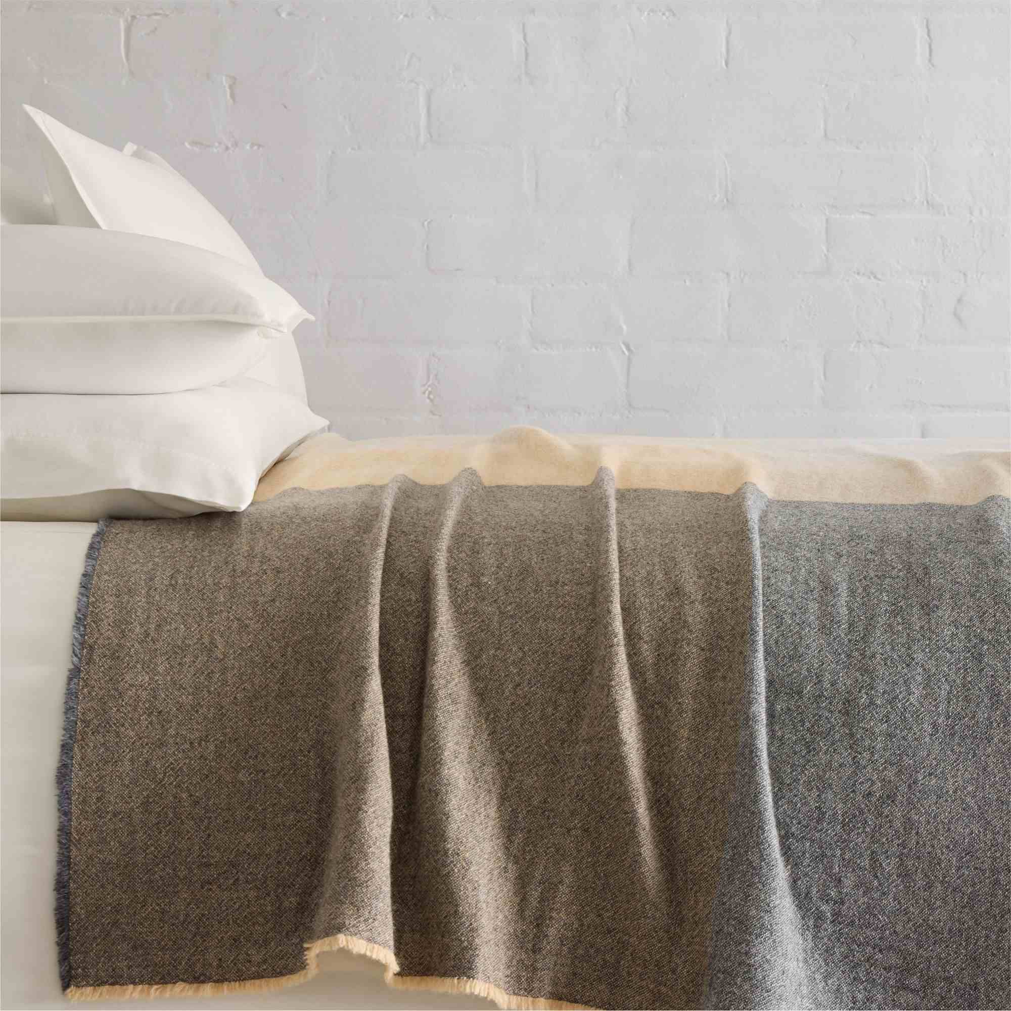 Colorblock Wool Bed Blanket