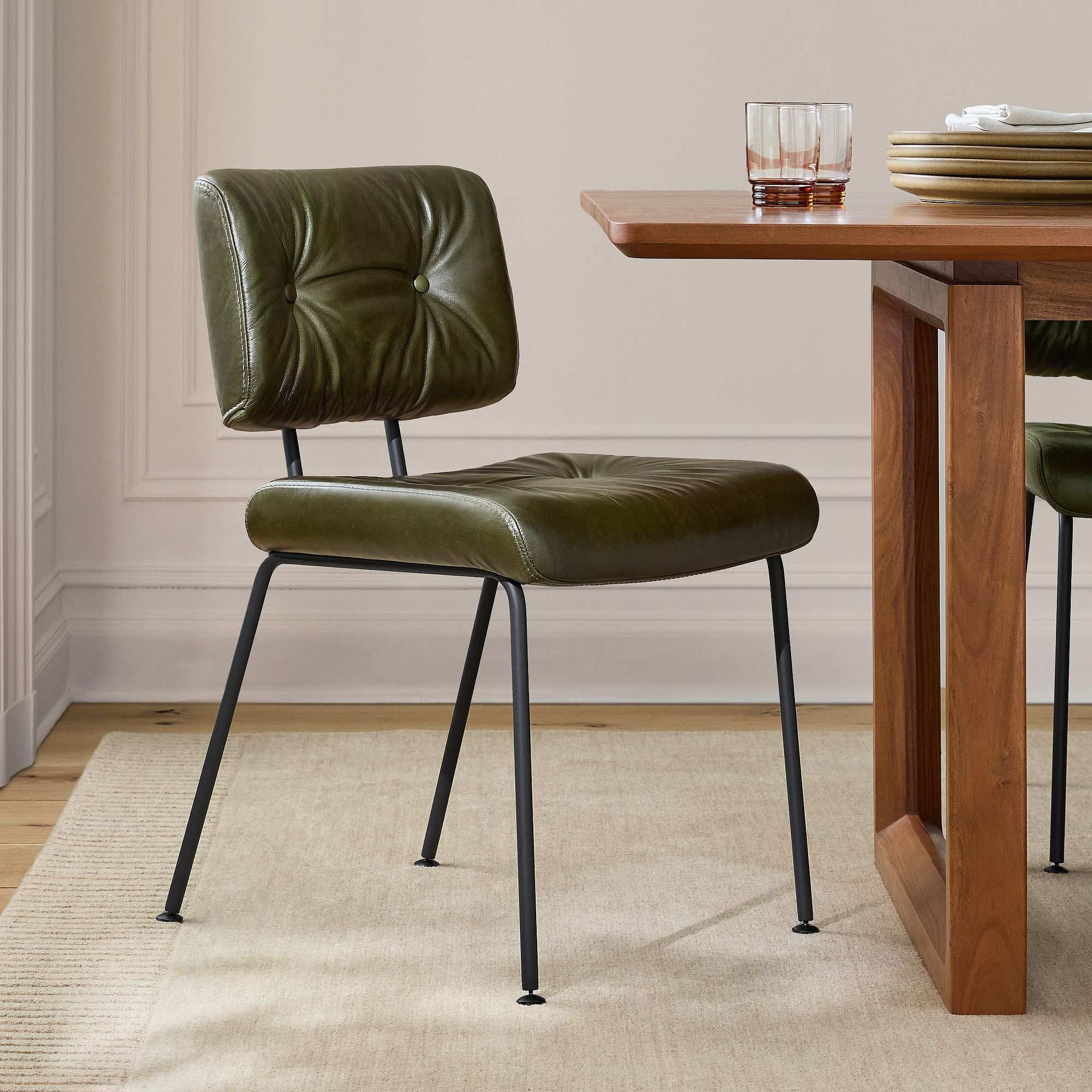 west elm | Colombo Tufted Leather Dining Chair