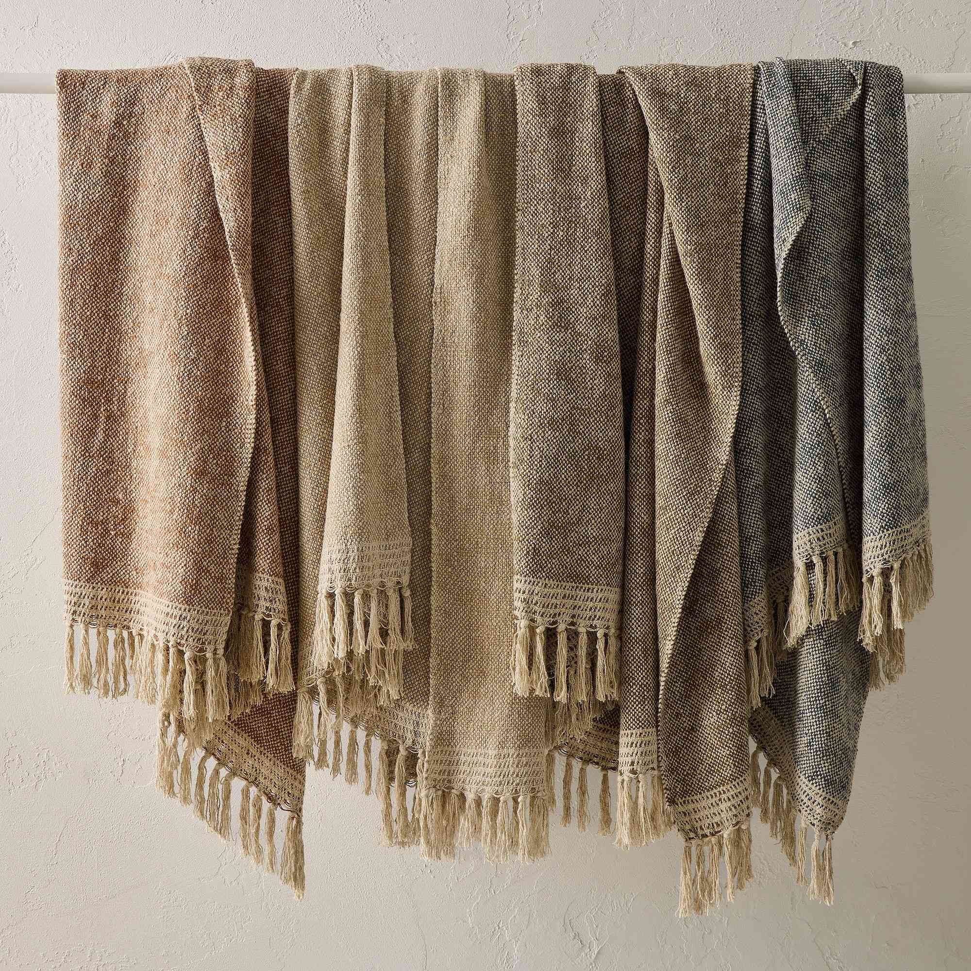 Two-Tone Chunky Linen Throw