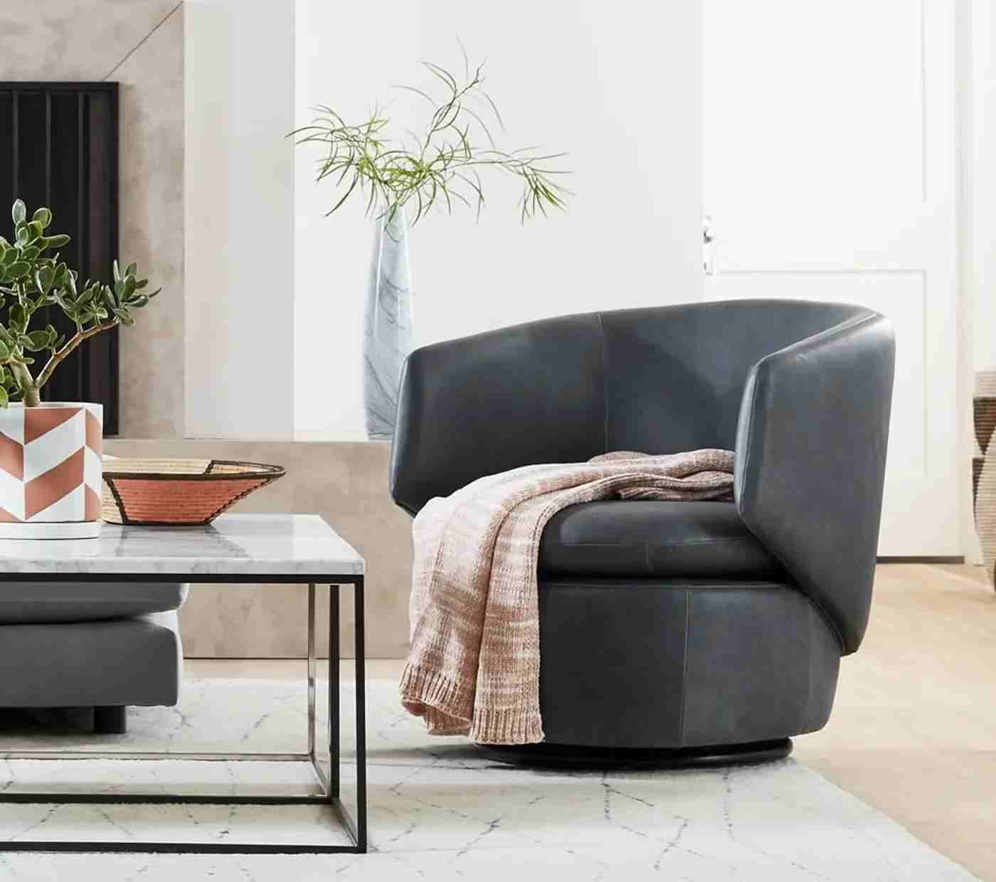 Crescent Leather Swivel Chair