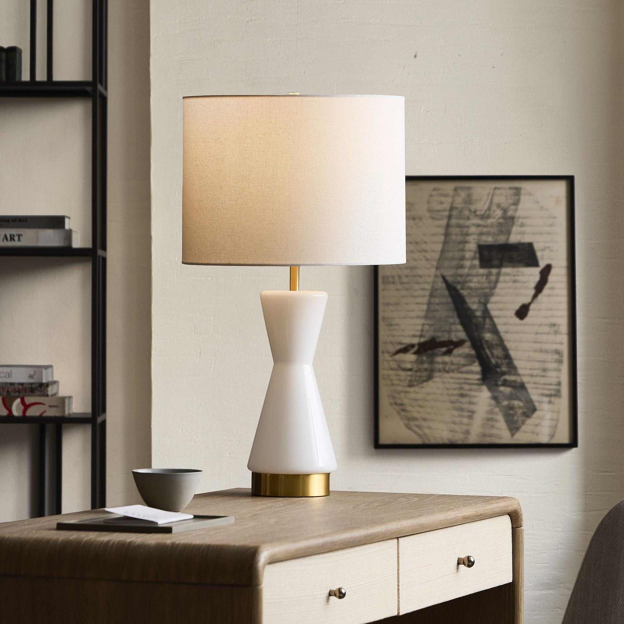 Metalized Glass USB Table Lamp  (27")