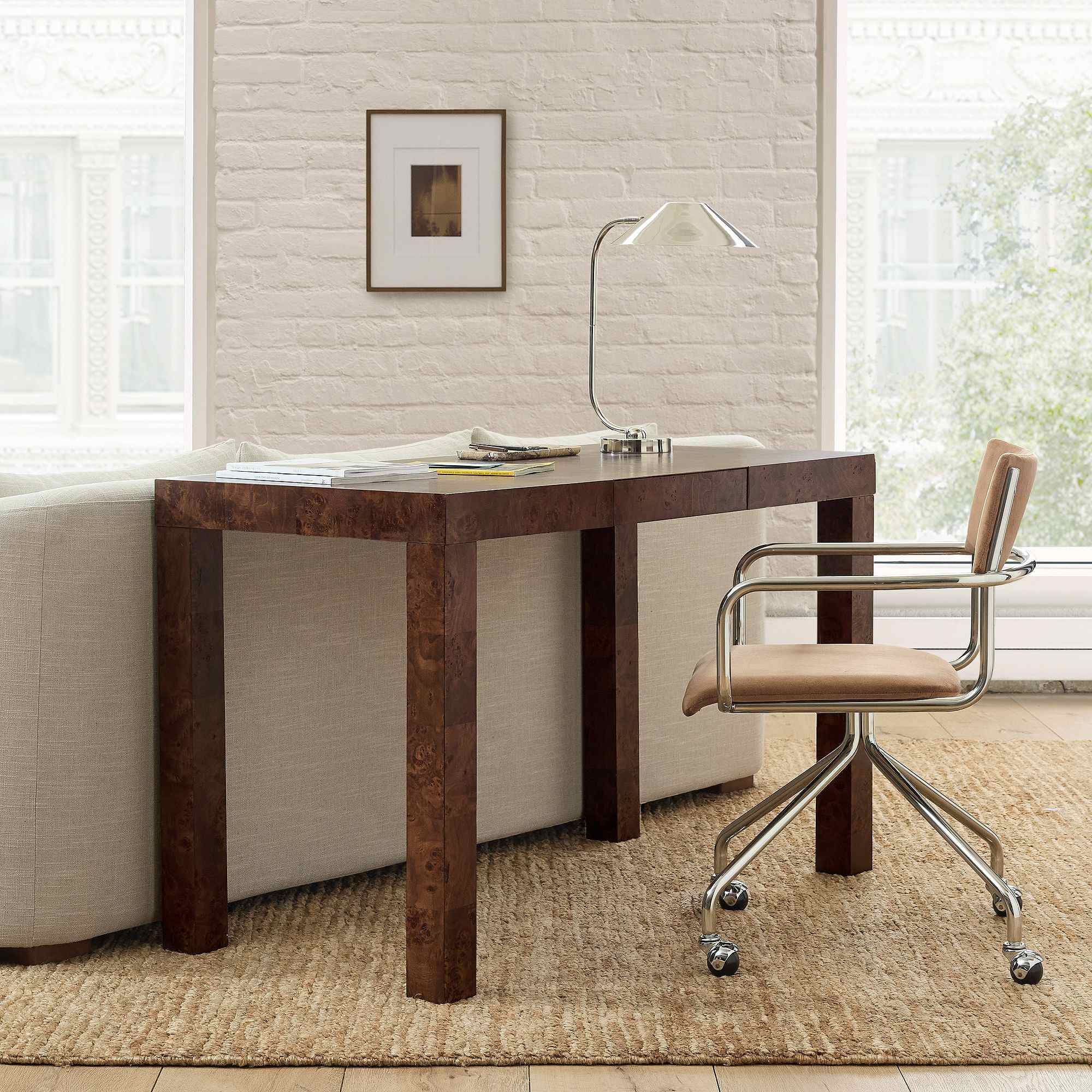 Parsons Burl Wood Desk (48")