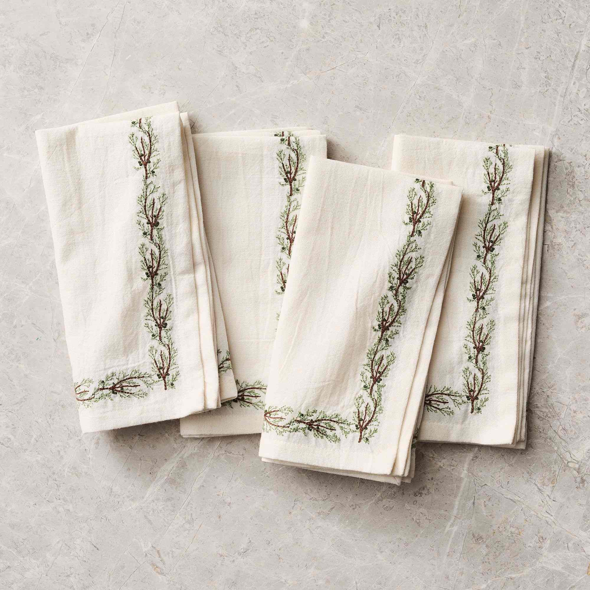 Embroidered Juniper Napkins