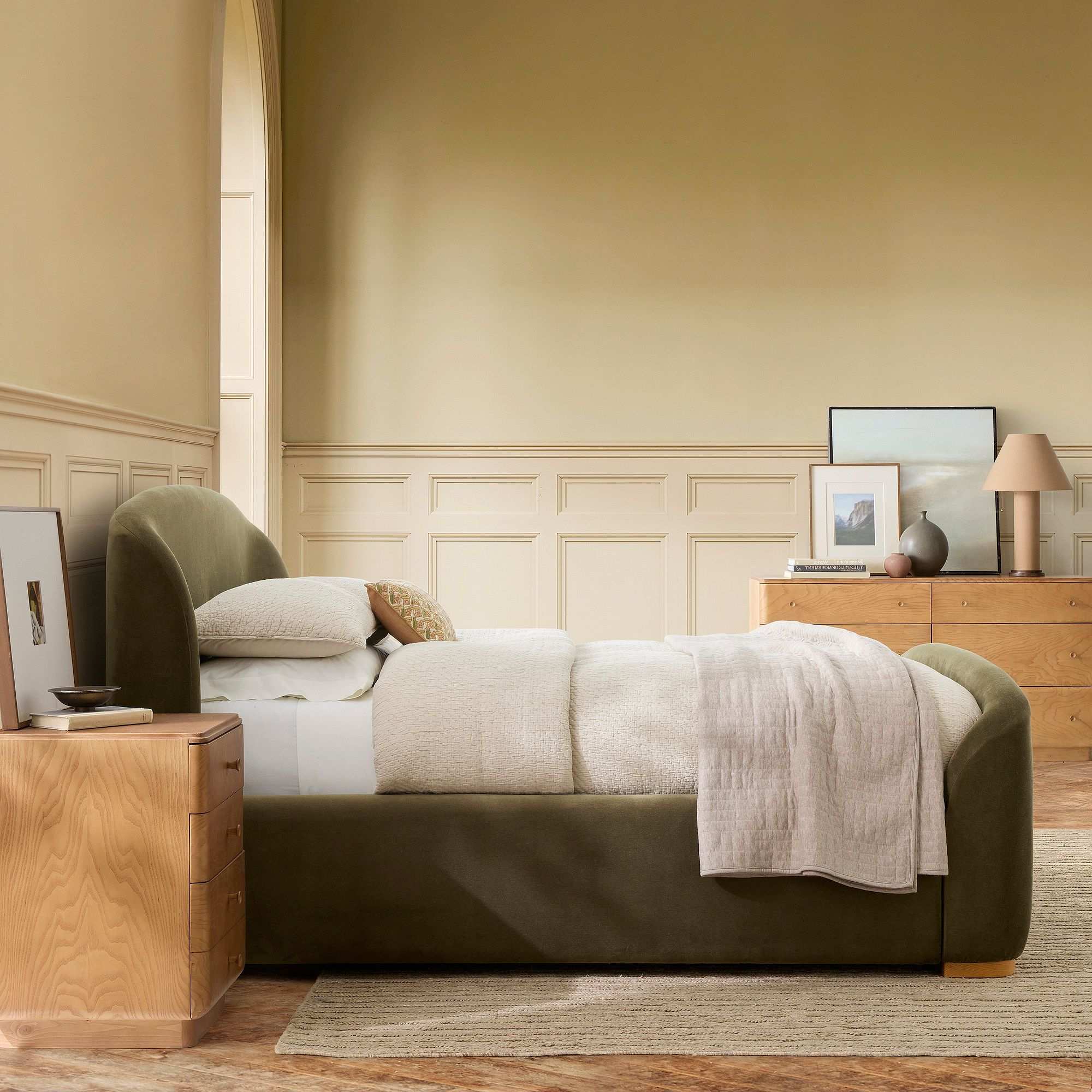 Pierce & Ward Upholstered Sleigh Bed