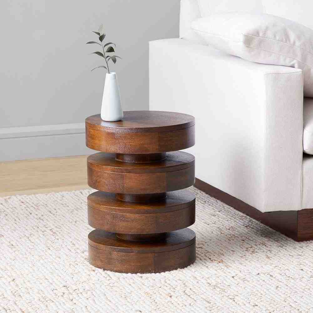Floating Disks Side Table - Dark Walnut