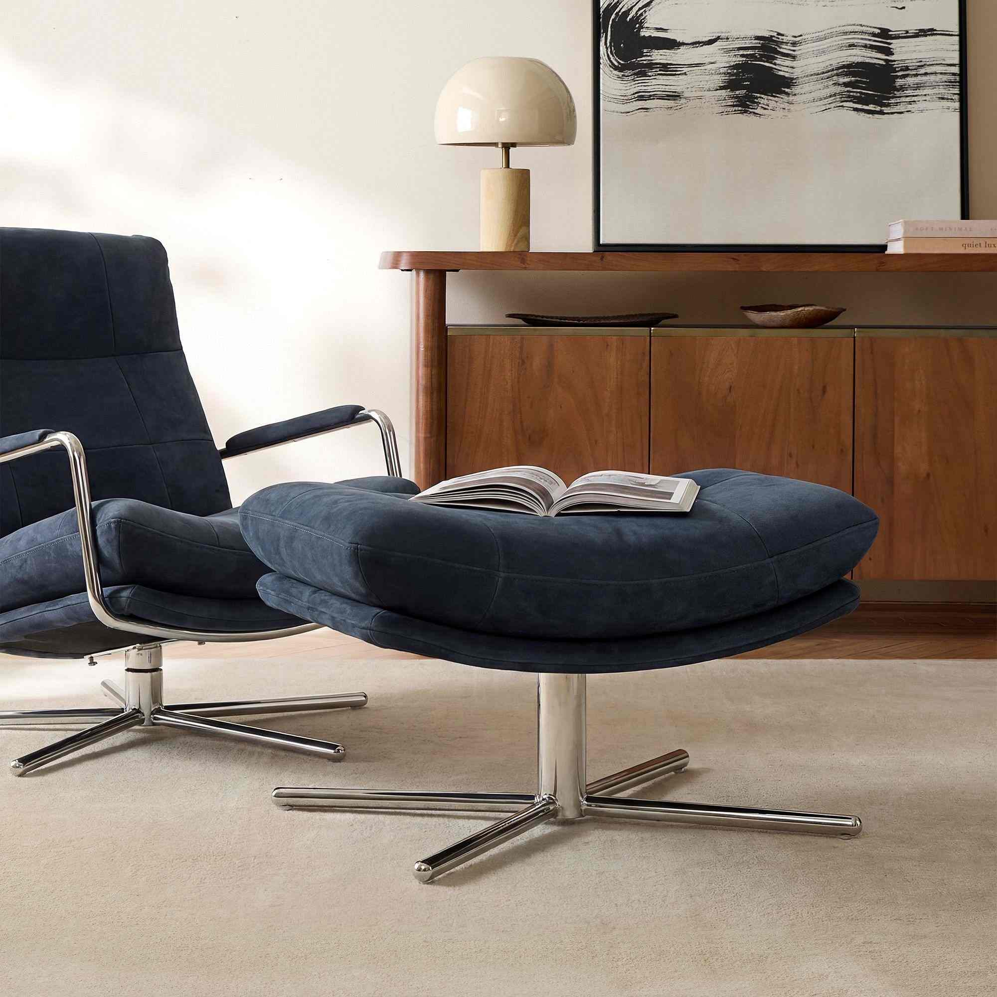 west elm | Brodie Leather Swivel Ottoman