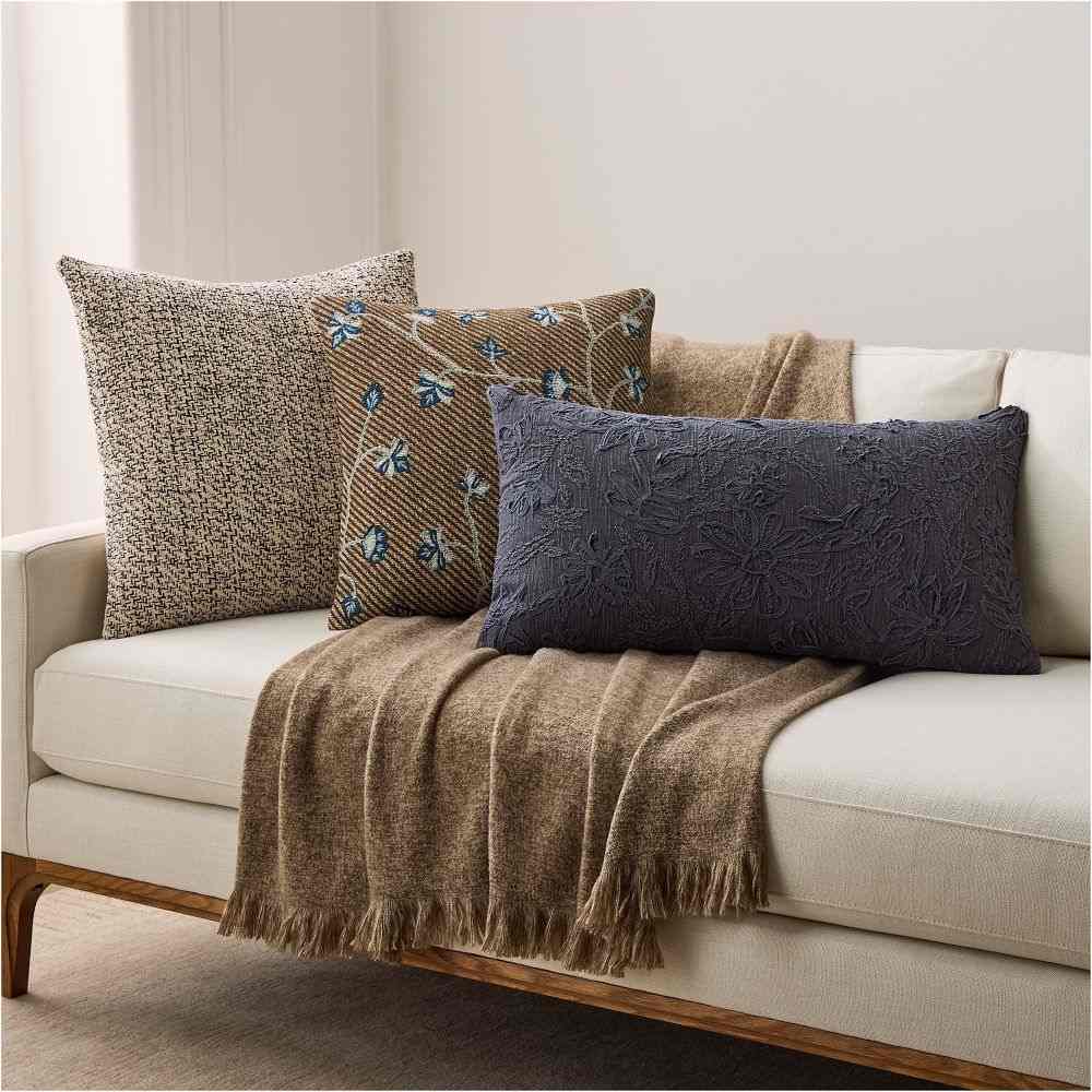 Floral Texture Mix Pillow & Throw Set
